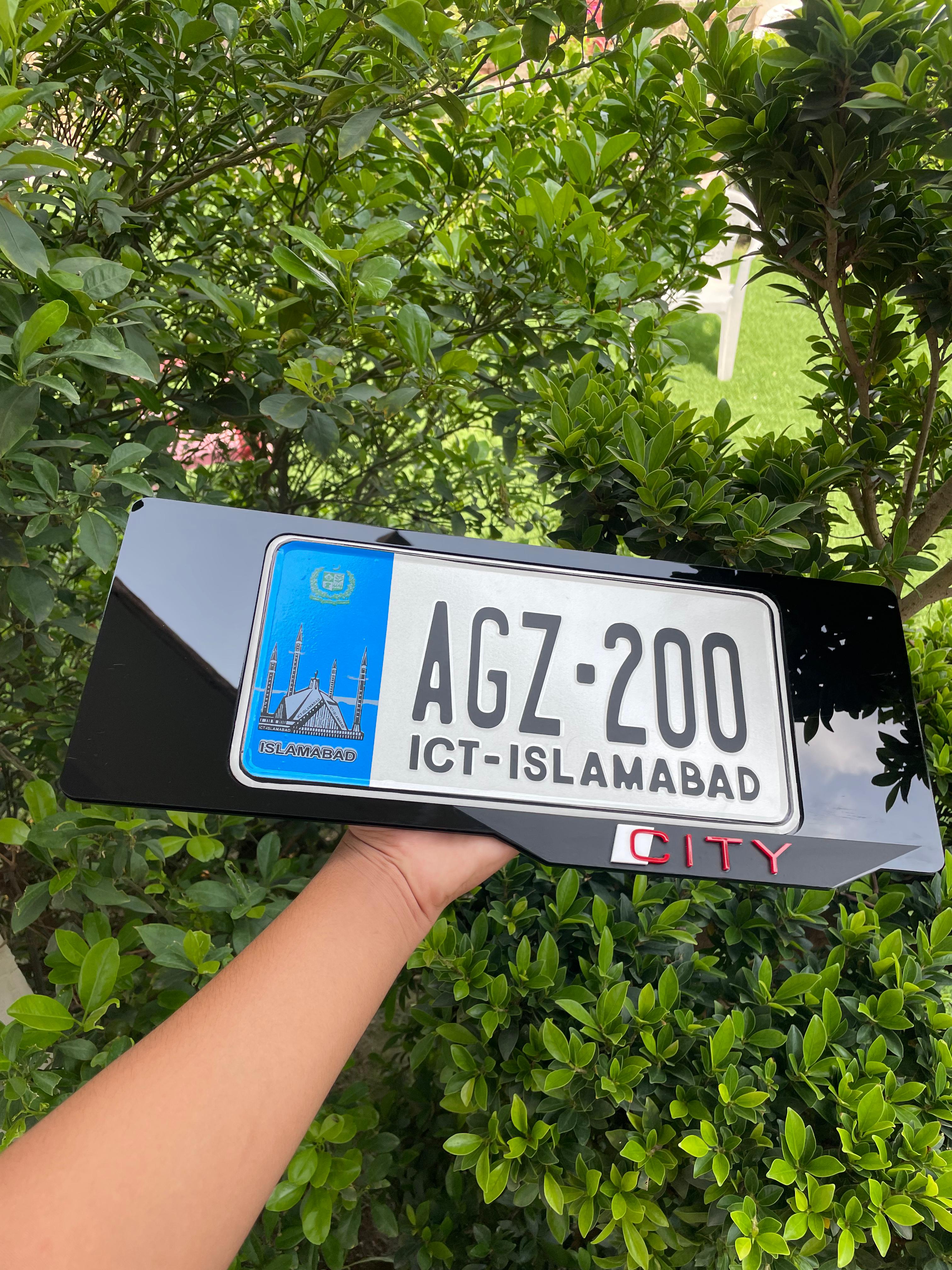 ICT Number Plate with Premium Black City Frame – Stylish Car Accessory 🚗✨"