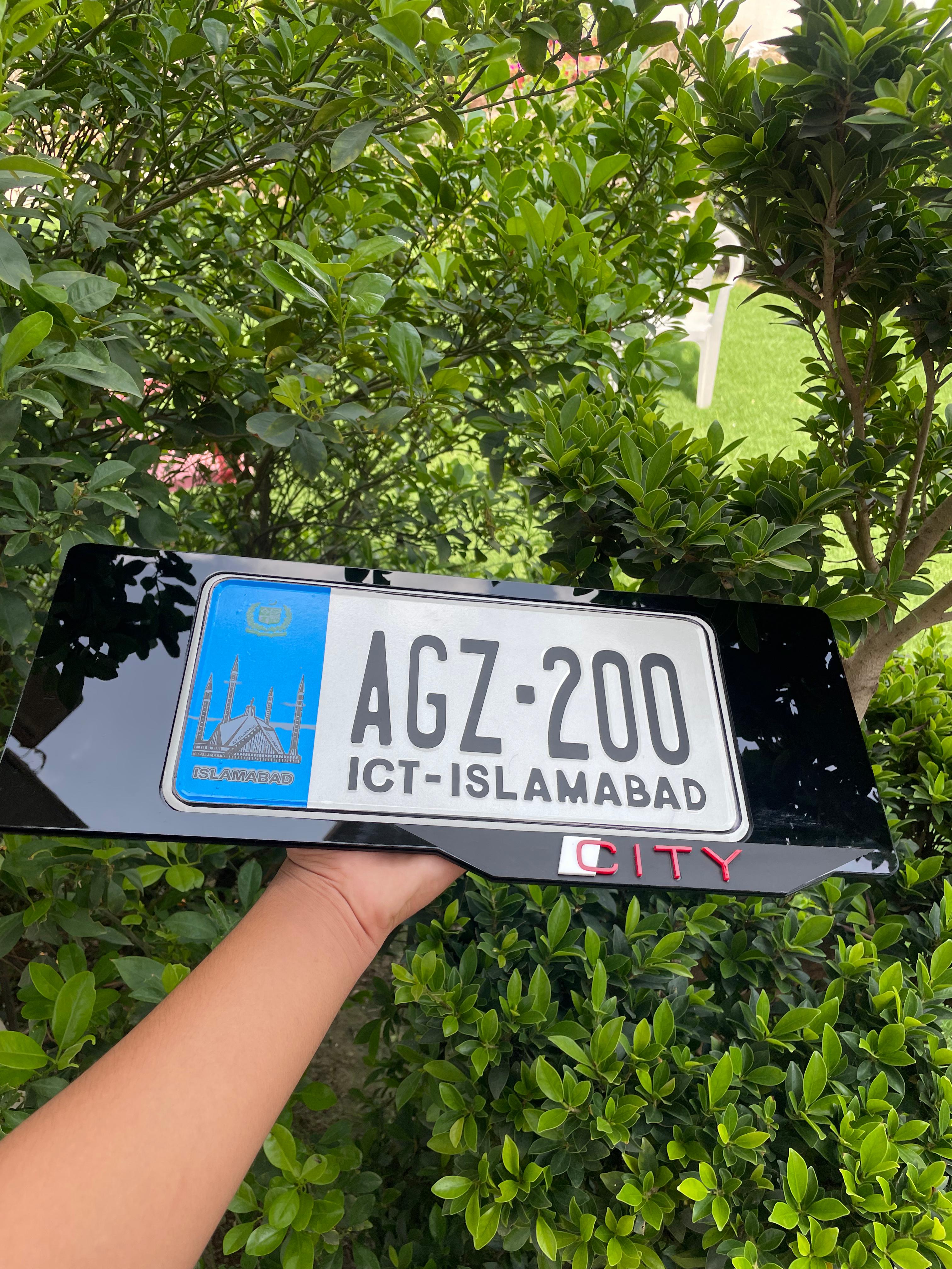 ICT Number Plate with Premium Black City Frame – Stylish Car Accessory 🚗✨"
