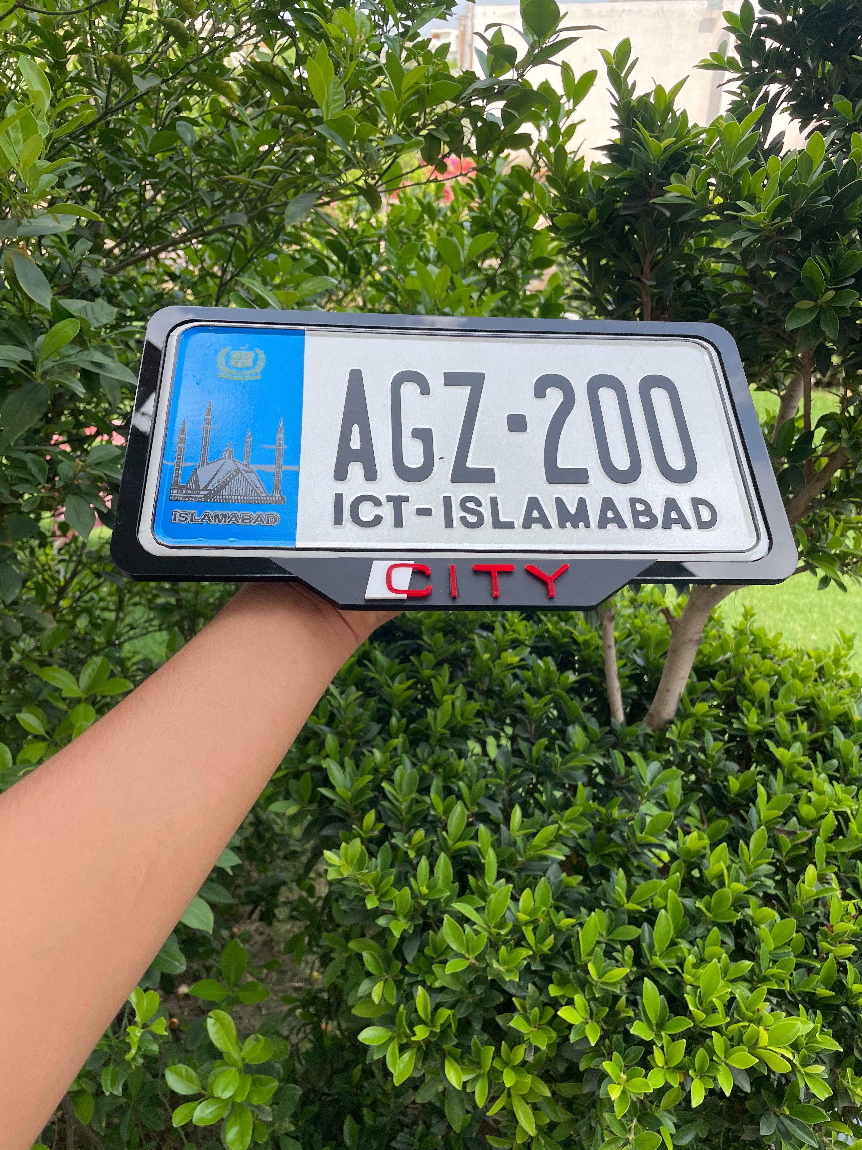 ICT Number Plate with Premium Black City Frame – Stylish Car Accessory 🚗✨"