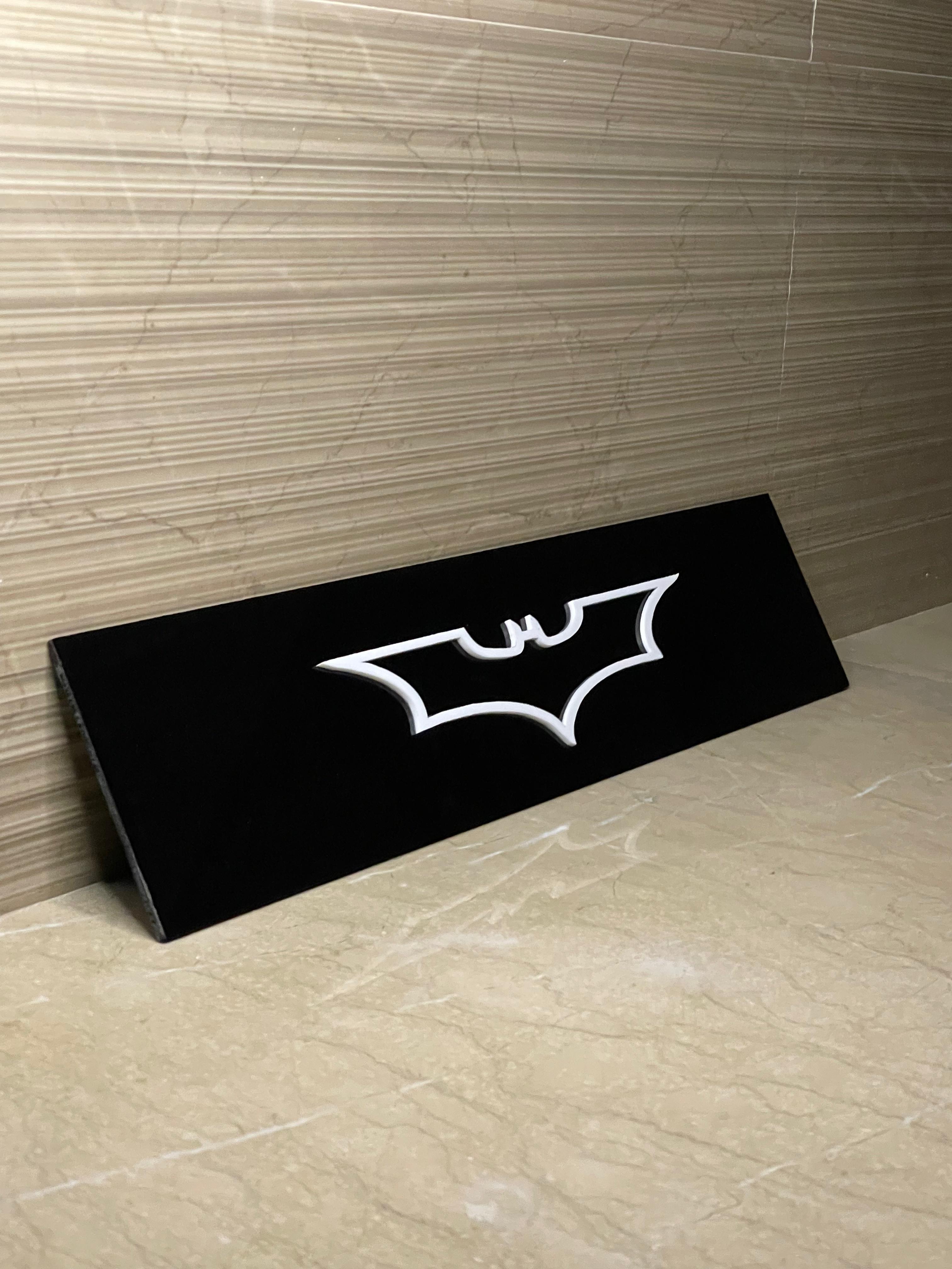 🦇 Custom Acrylic Logo Plate | Glossy Black Finish |  Car Decor ✨