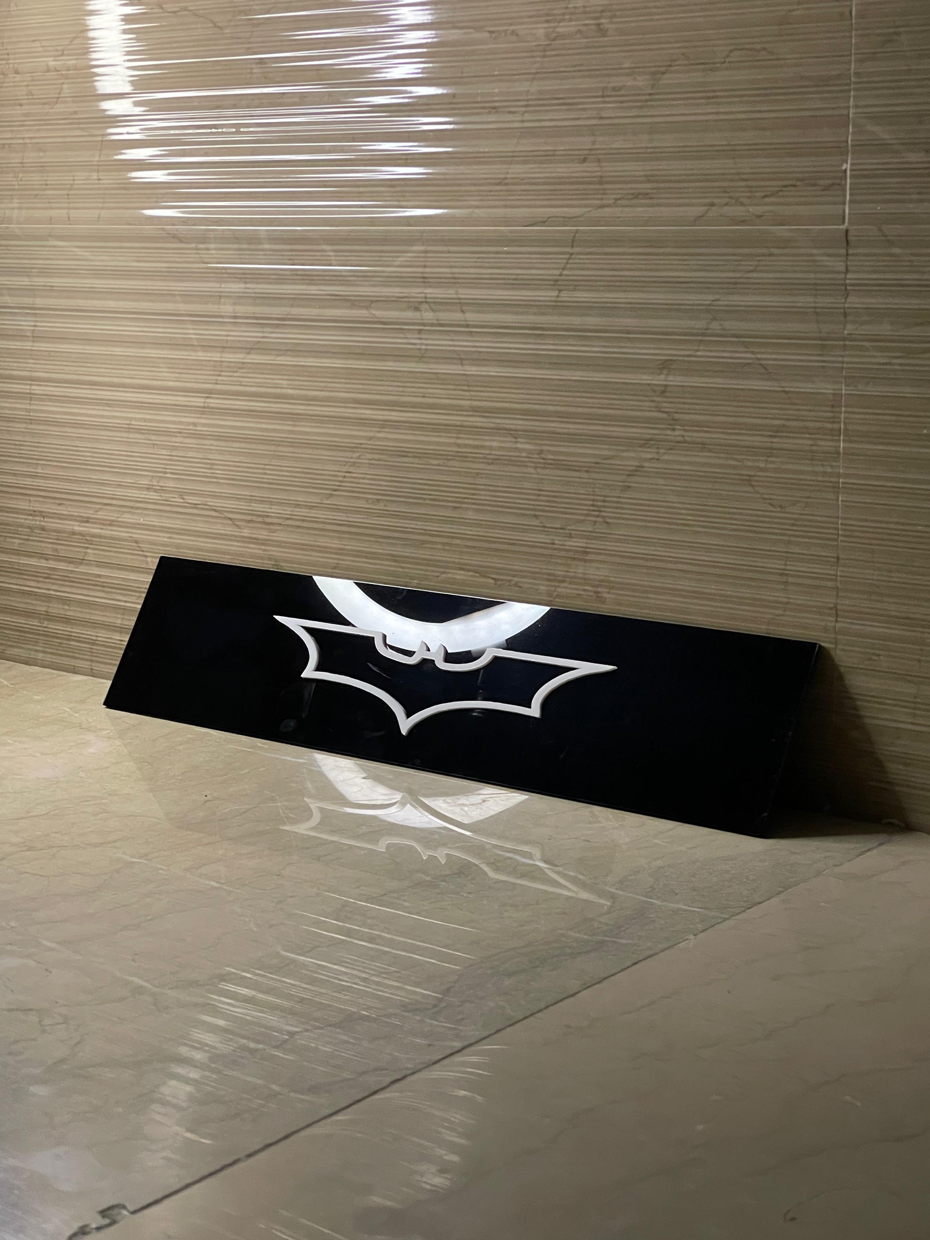 🦇 Custom Acrylic Logo Plate | Glossy Black Finish |  Car Decor ✨