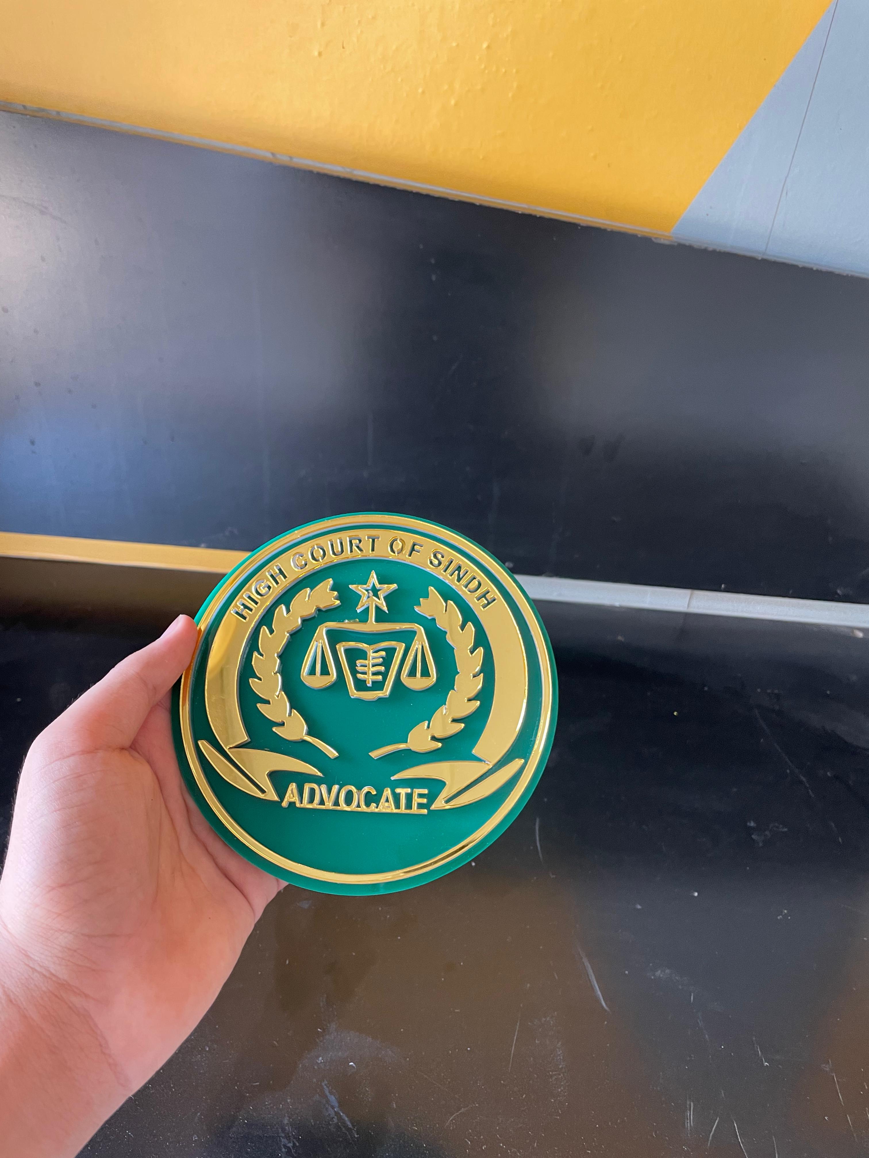 ⚖️ High Court of  Advocate Emblem 🟢 – Official-Style Car Name Plate