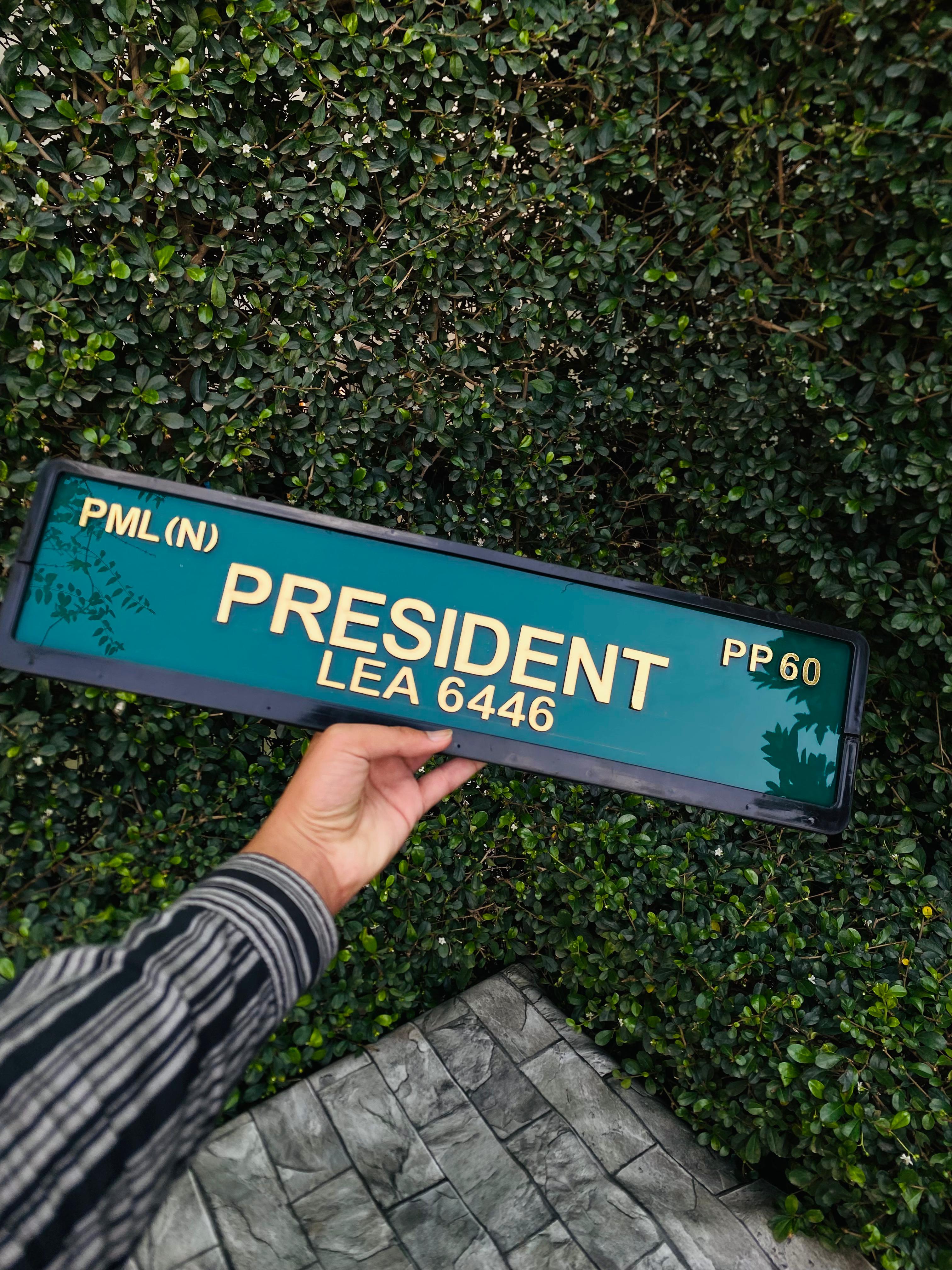 🚘Custom PRESIDENT Car Number Plate – | Premium Display Plate"