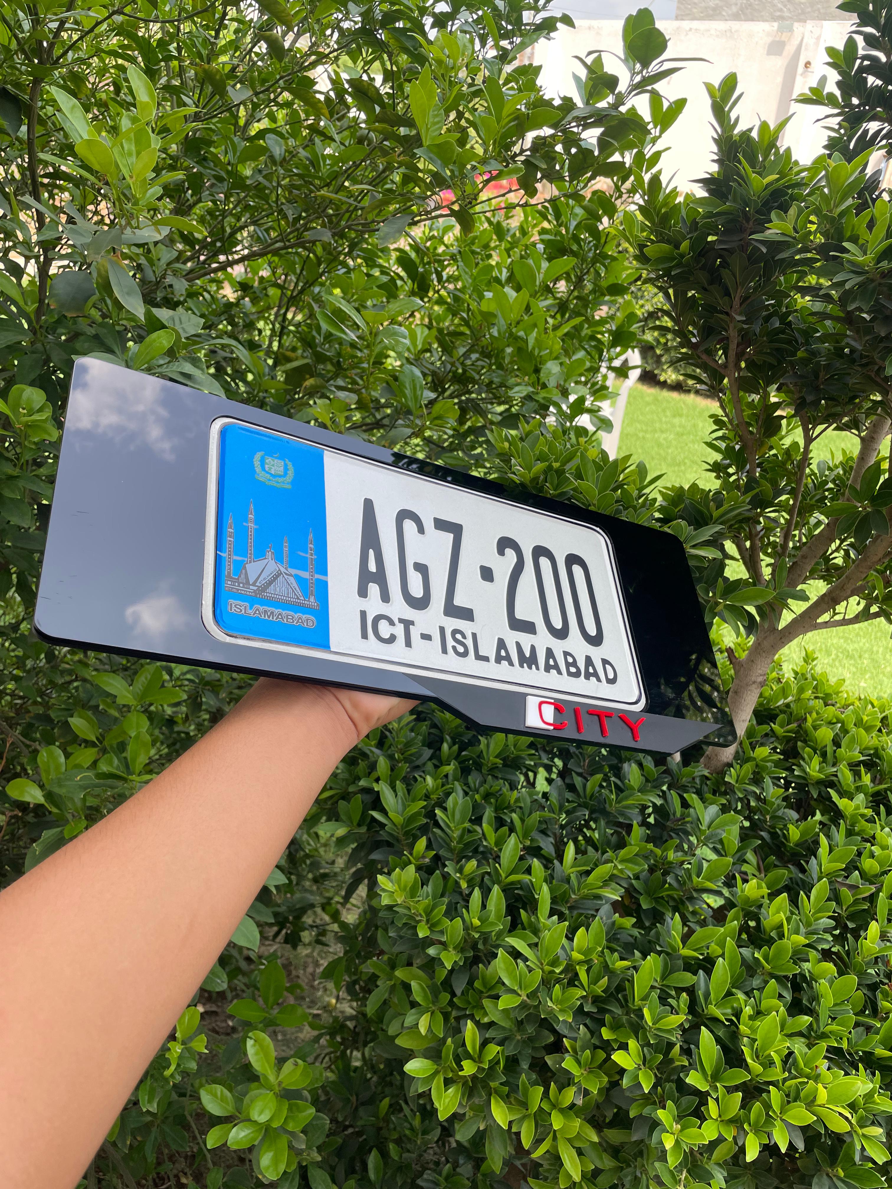 ICT Number Plate with Premium Black City Frame – Stylish Car Accessory 🚗✨"