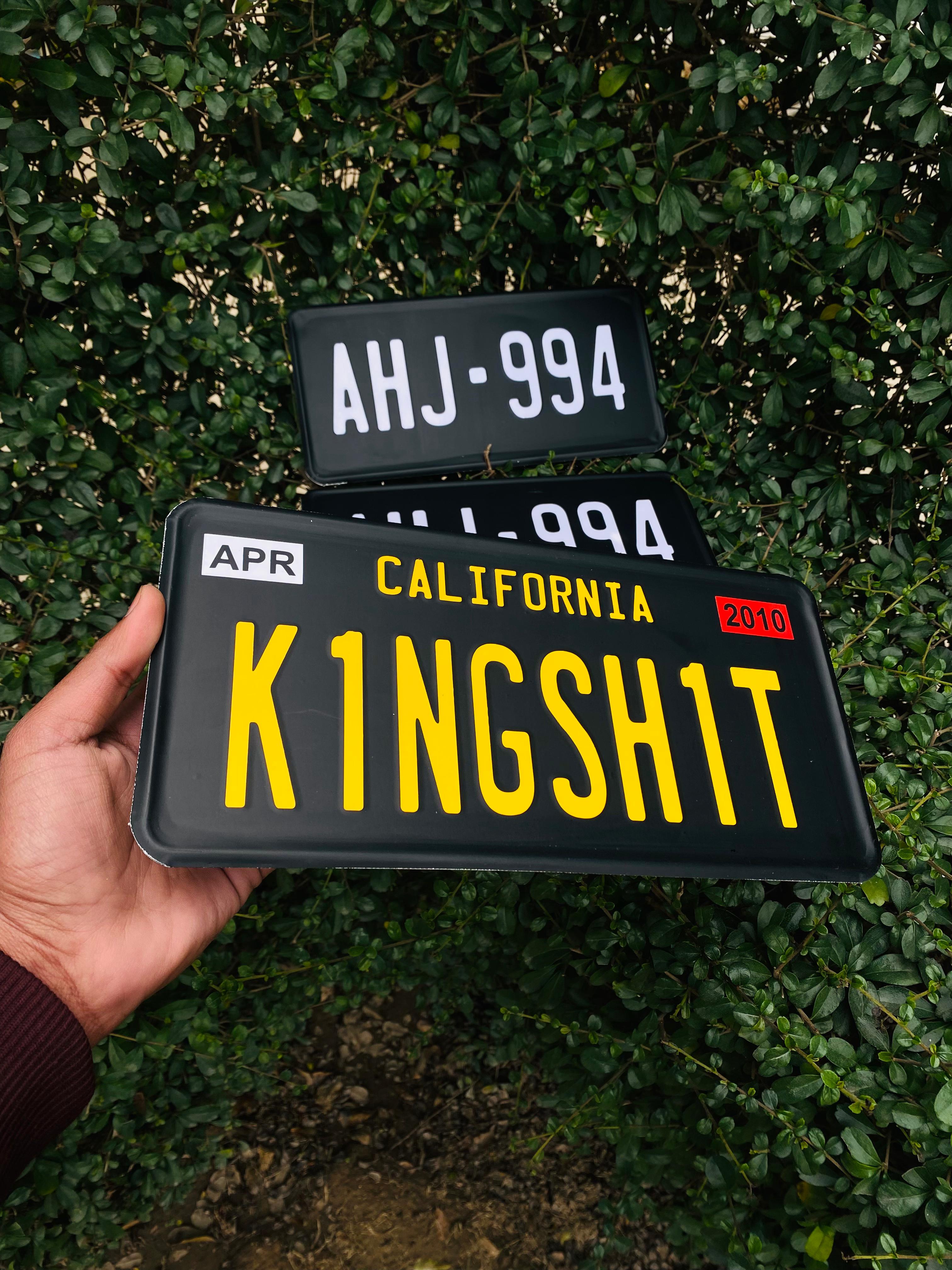 🔥 Custom California Black License Plate –  Bold 3D Yellow Text 🇺🇸🚘