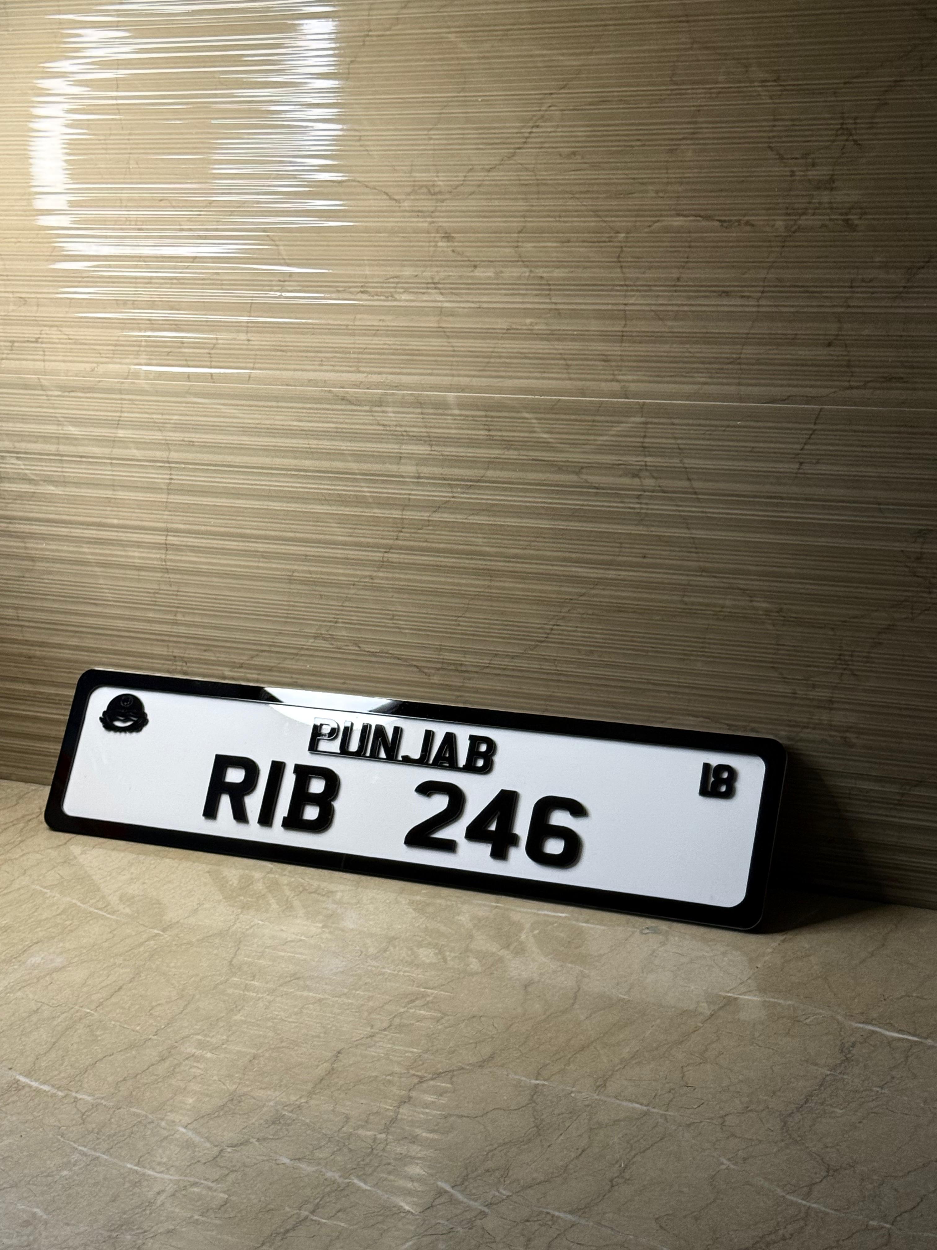 Customized Aura Number Plate – Style | 3D Acrylic Black-on-White Car Plate with Gloss Finish ⚫⚪