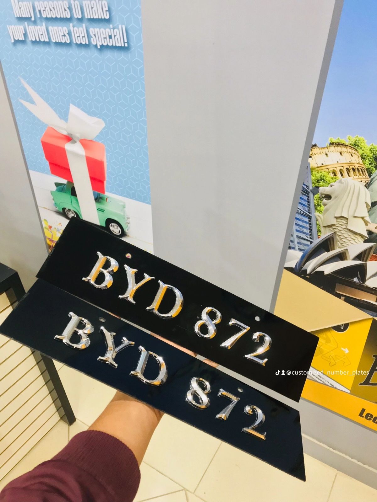 💨 Custom Silver Letter Number Plate 🪩 |  Glossy  Car Plate – Bold & Fun Auto Accessory 🚗