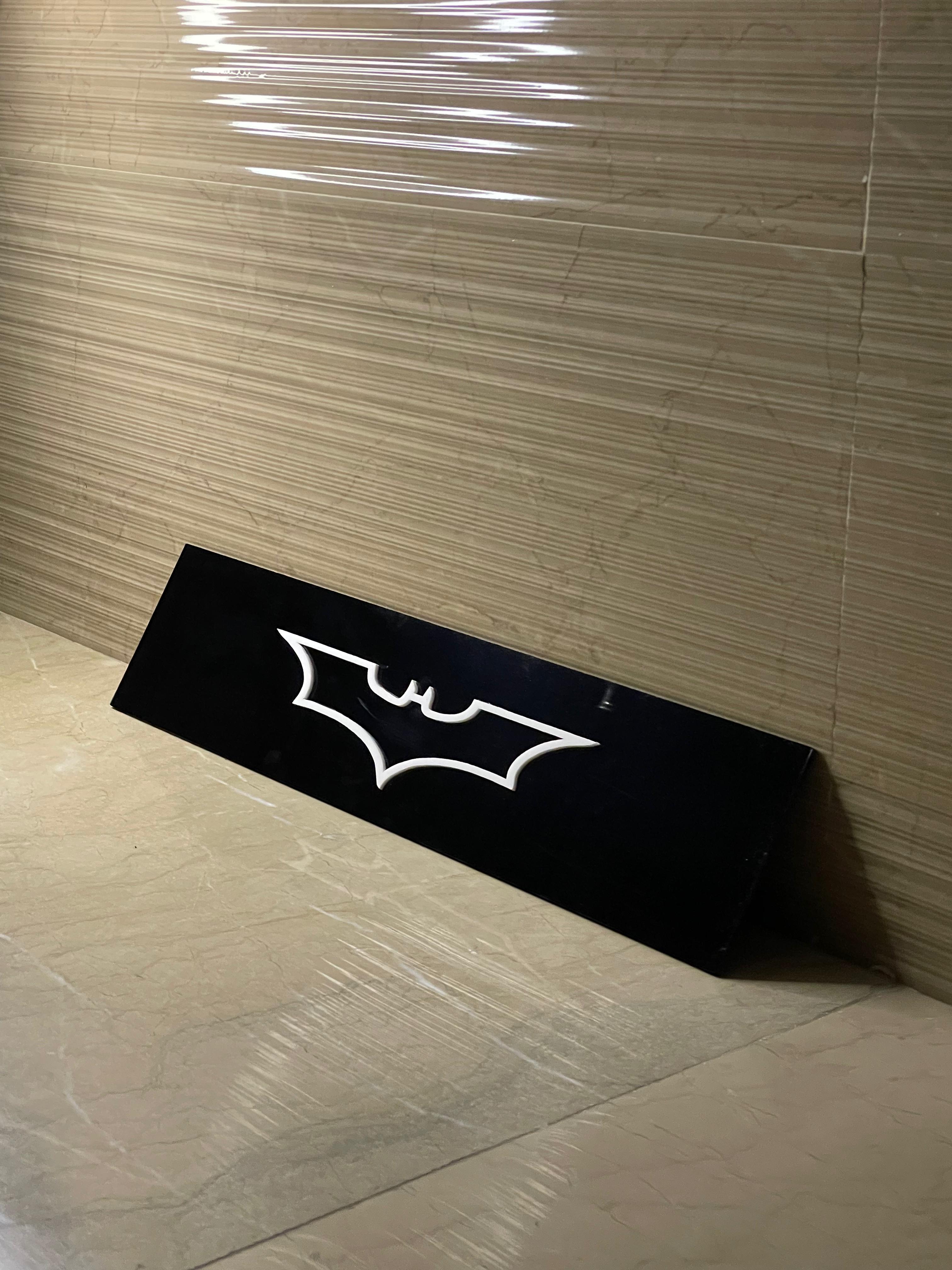 🦇 Custom Acrylic Logo Plate | Glossy Black Finish |  Car Decor ✨
